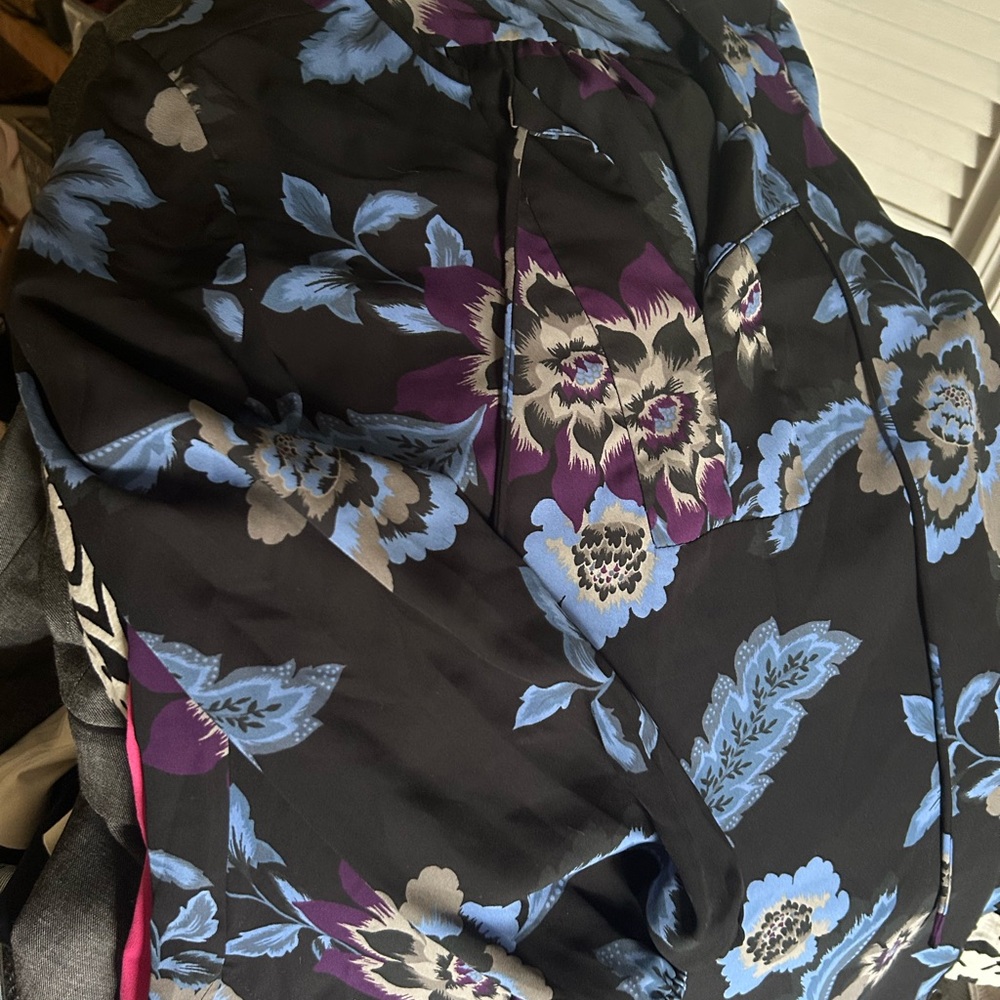 Women’s Floral Black and Blue Blouse